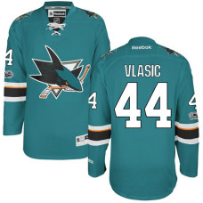 #44 Marc-Edouard Vlasic Teal Anniversary Patch Reebok Home Premier Jersey