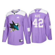 #42 Joel Ward Purple 2018 Authentic Hockey Fights Cancer Jersey