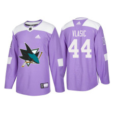 #44 Marc-Edouard Vlasic Purple 2018 Authentic Hockey Fights Cancer Jersey