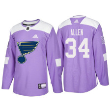 #34 Jake Allen Purple Hockey Fights Cancer Authentic Jersey