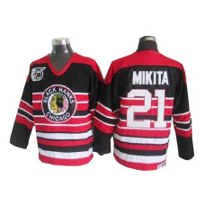 Stan Mikita #21 Red/Black Throwback Jersey