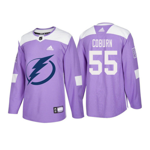 Tampa Bay Lightning No55 Braydon Coburn Purple Authentic Fights Cancer 2020 Stanley Cup Champions Stitched Jersey