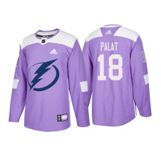 #18 Ondrej Palat Purple 2018 Authentic Hockey Fights Cancer Jersey