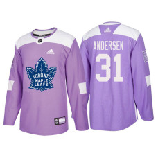 #31 Frederik Andersen Purple Hockey Fights Cancer Authentic Jersey