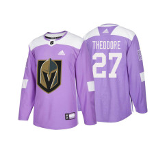 #27 Shea Theodore Purple 2018 Authentic Hockey Fights Cancer Jersey